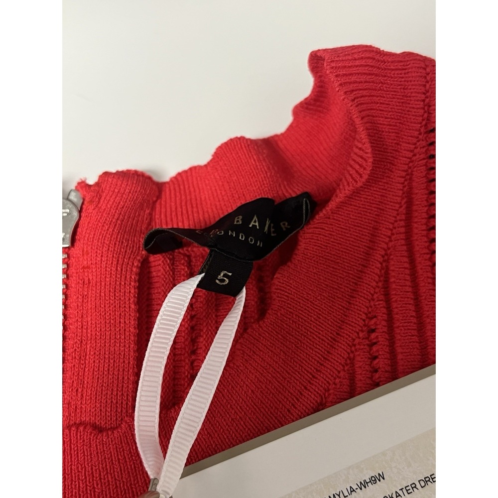 NWT Ted Baker Kamylia Knit Skater Dress 5 Red Career Interview Textured Stretch - Picture 10 of 15